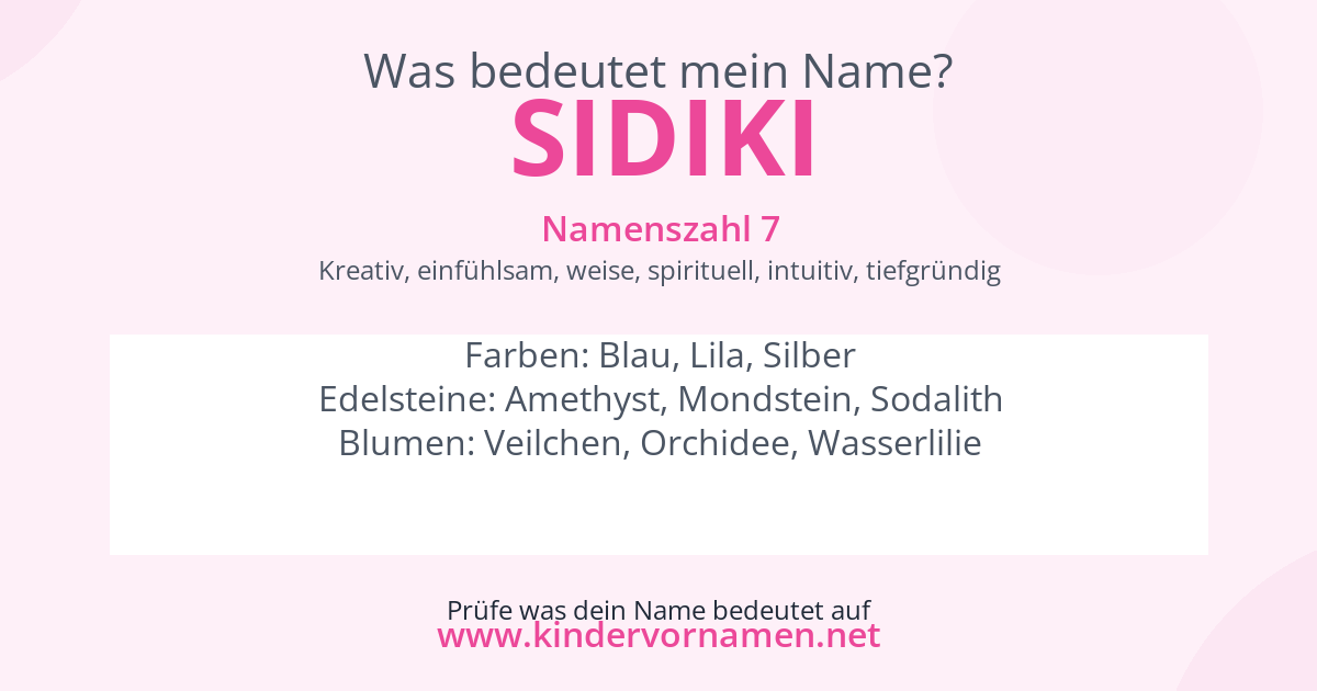 Was bedeutet der Name Sidiki?