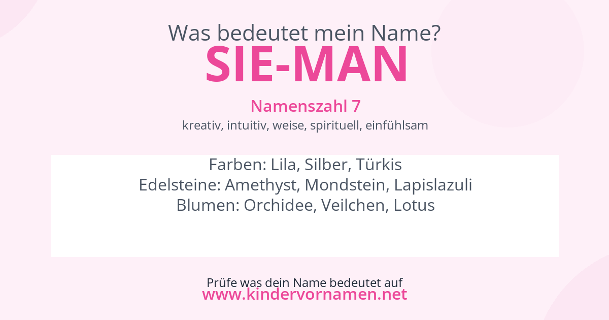 Was bedeutet der Name Sie-Man?