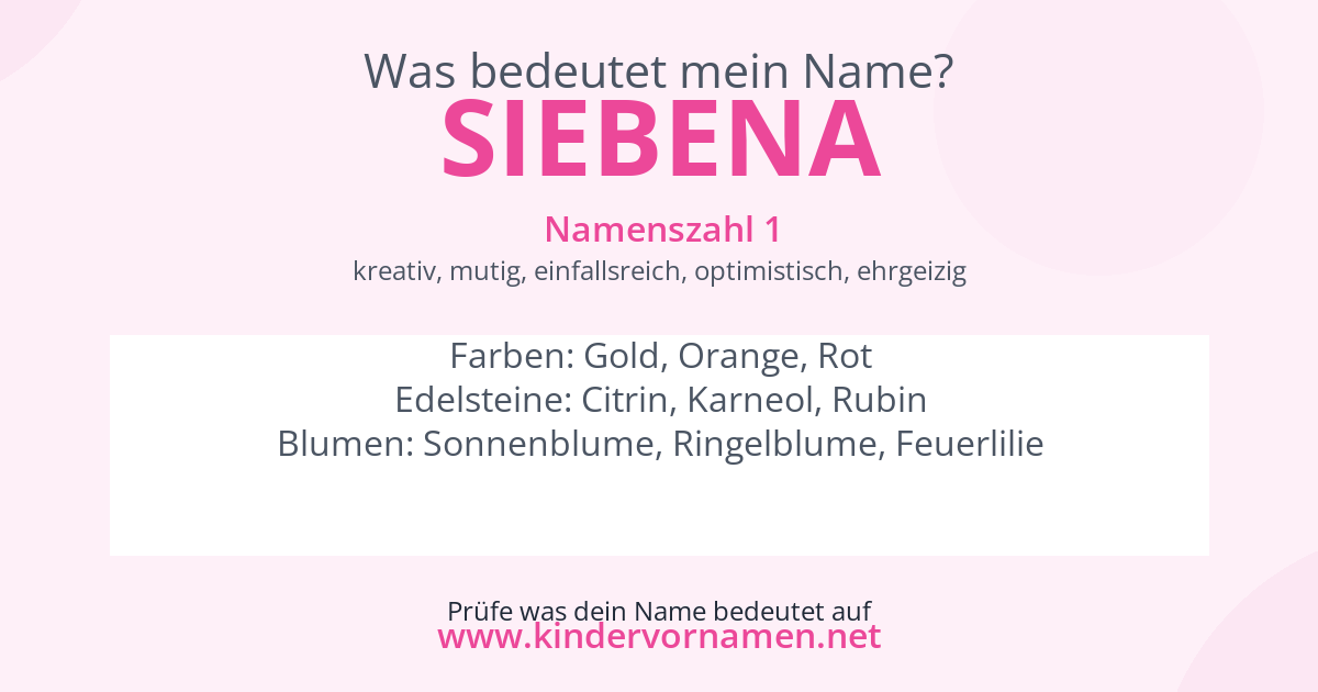 Was bedeutet der Name Siebena?