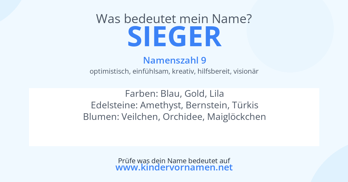Was bedeutet der Name Sieger?