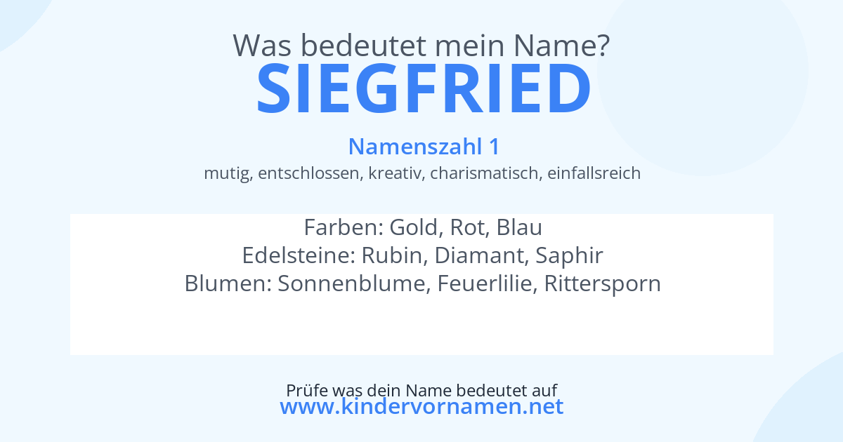 Was bedeutet der Name Siegfried?