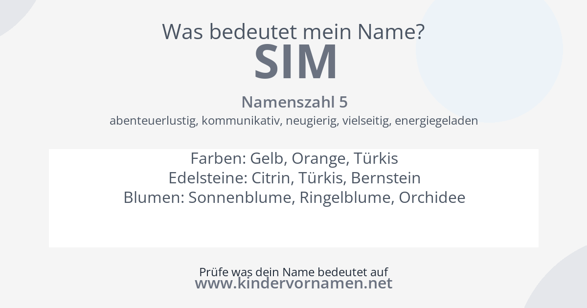 Was bedeutet der Name Sim?