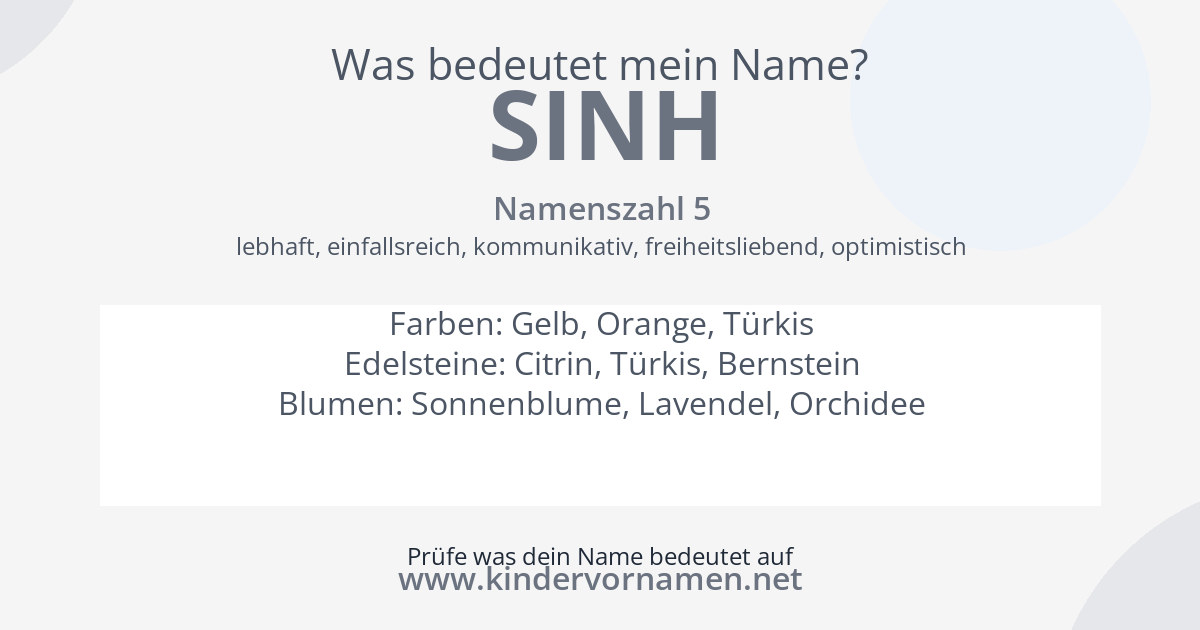 Was bedeutet der Name Sinh?