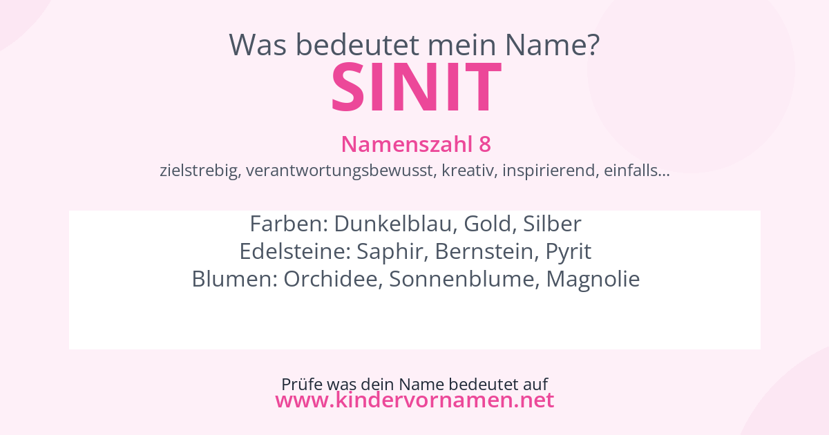 Was bedeutet der Name Sinit?