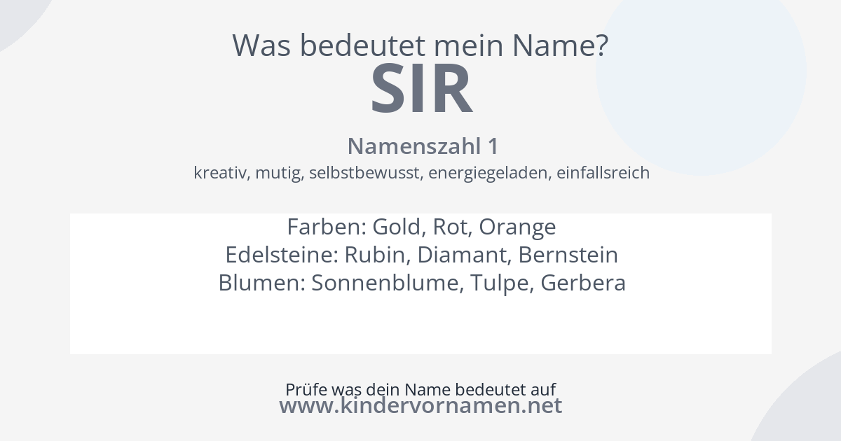 Was bedeutet der Name Sir?