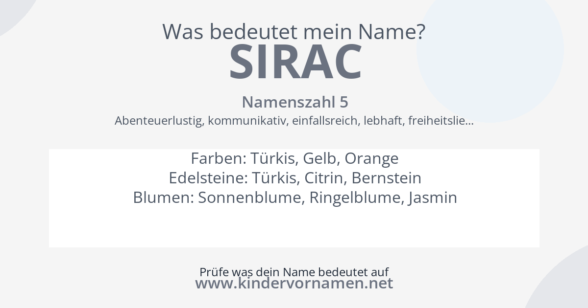 Was bedeutet der Name Sirac?