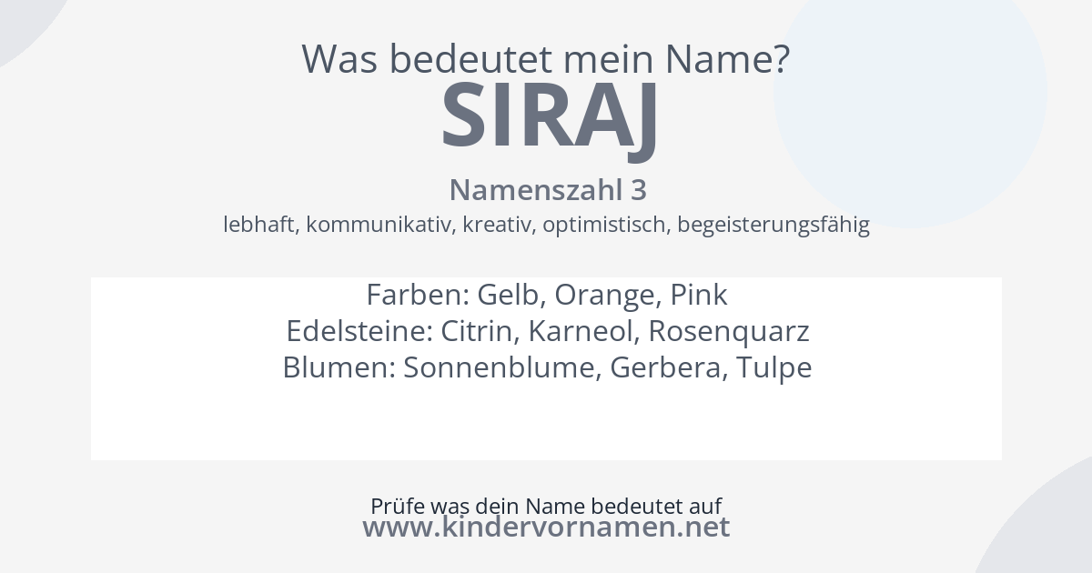 Was bedeutet der Name Siraj?