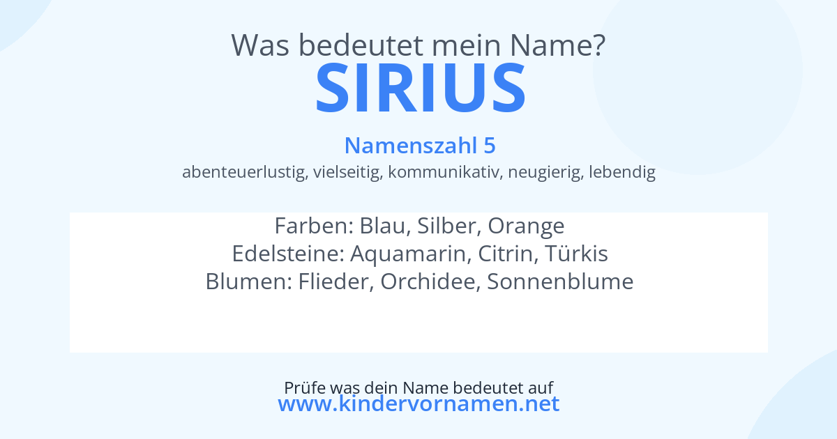 Was bedeutet der Name Sirius?