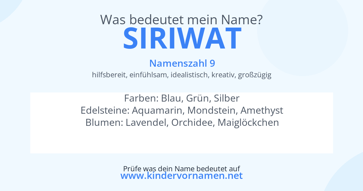 Was bedeutet der Name Siriwat?