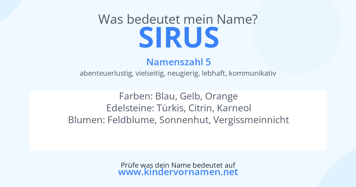 Was bedeutet der Name Sirus?