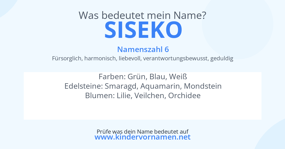 Was bedeutet der Name Siseko?