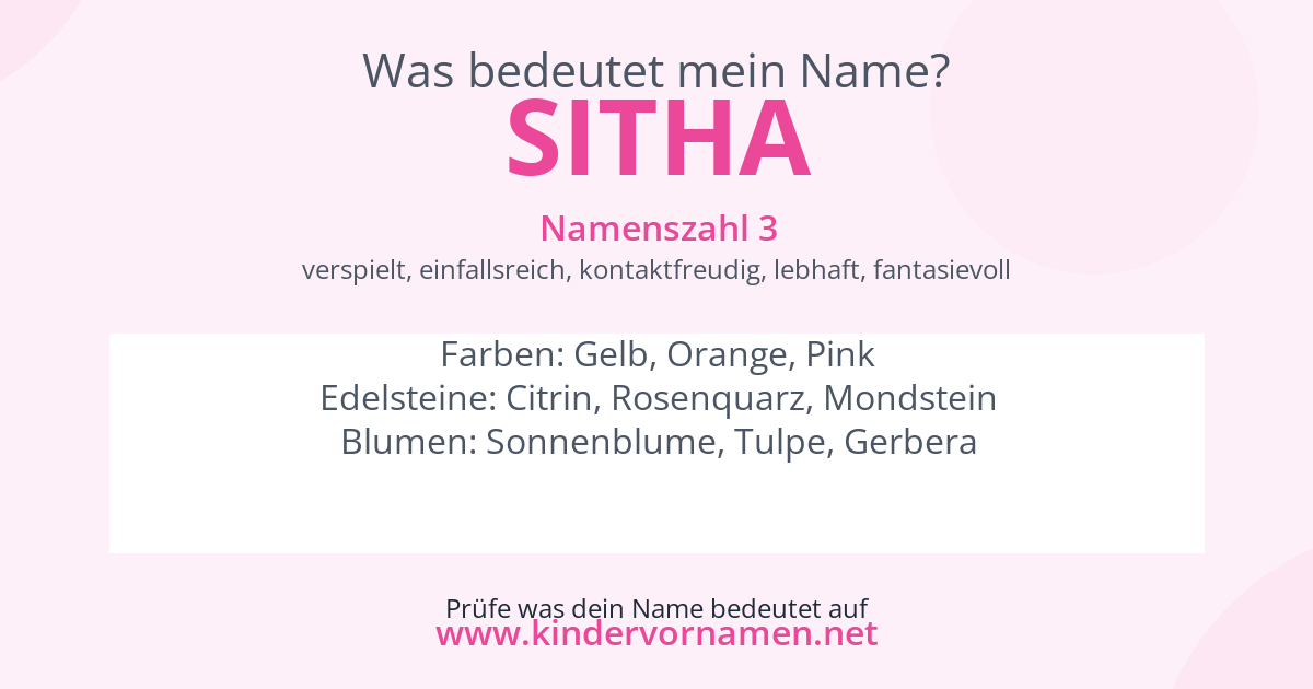 Was bedeutet der Name Sitha?