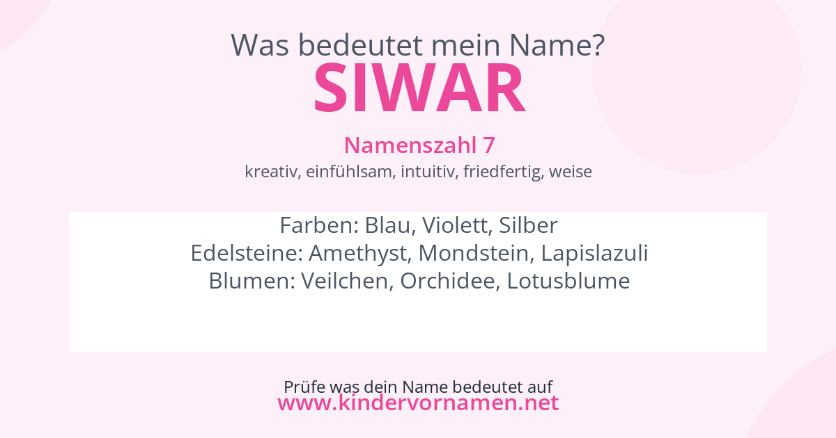 Was bedeutet der Name Siwar?