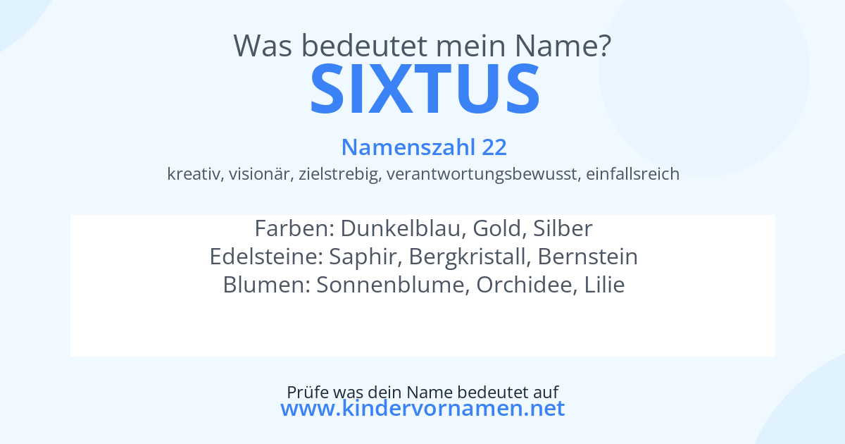 Was bedeutet der Name Sixtus?
