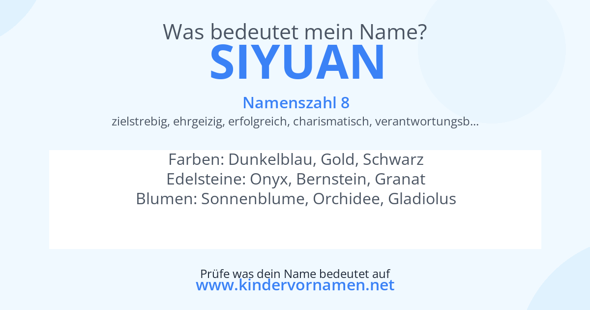 Was bedeutet der Name Siyuan?