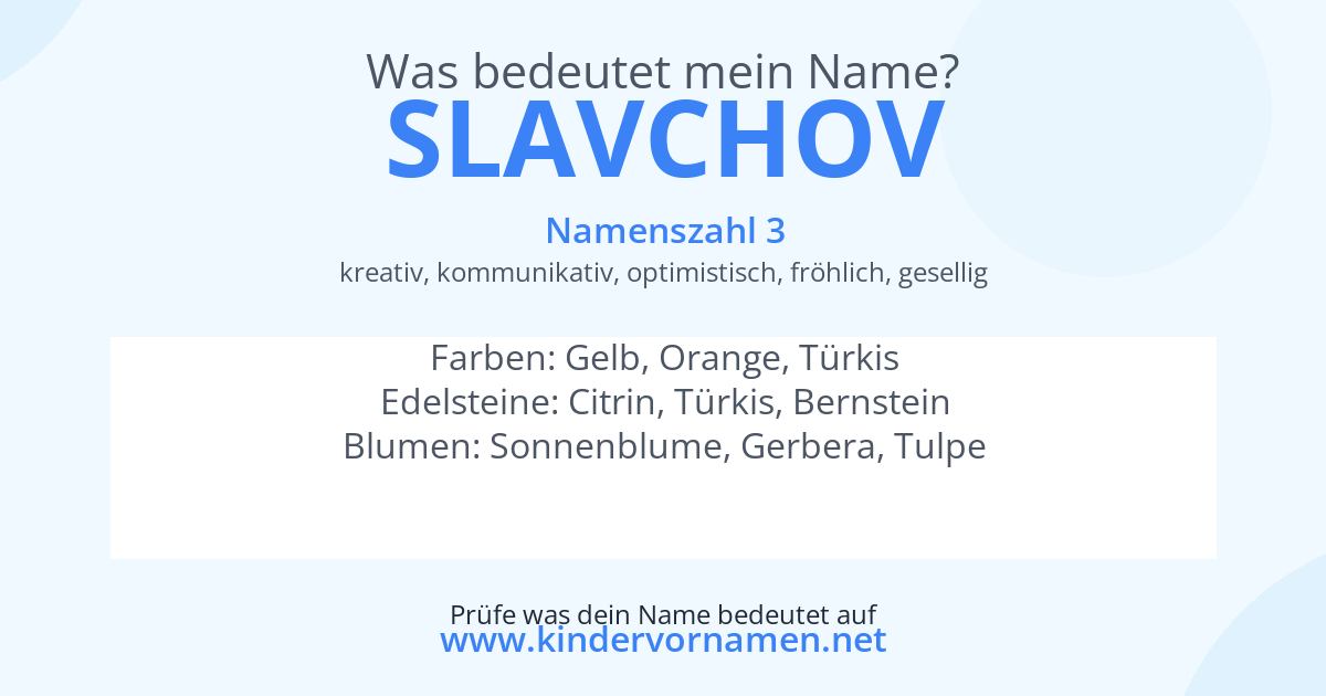 Was bedeutet der Name Slavchov?