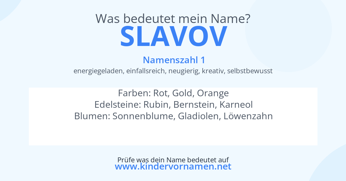 Was bedeutet der Name Slavov?