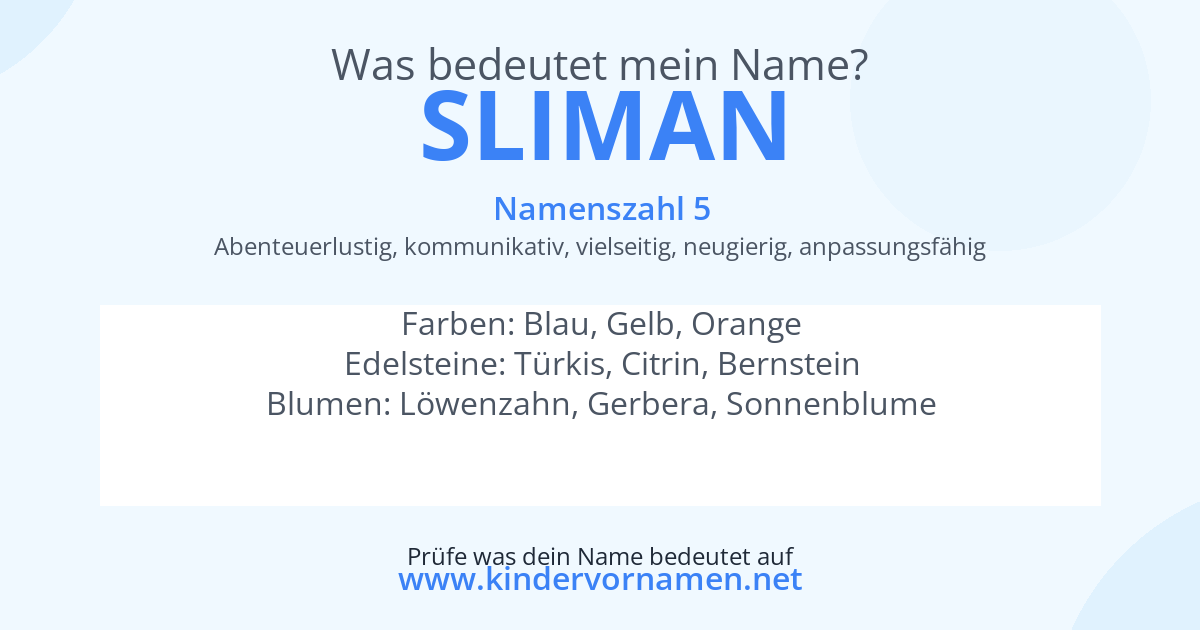 Was bedeutet der Name Sliman?