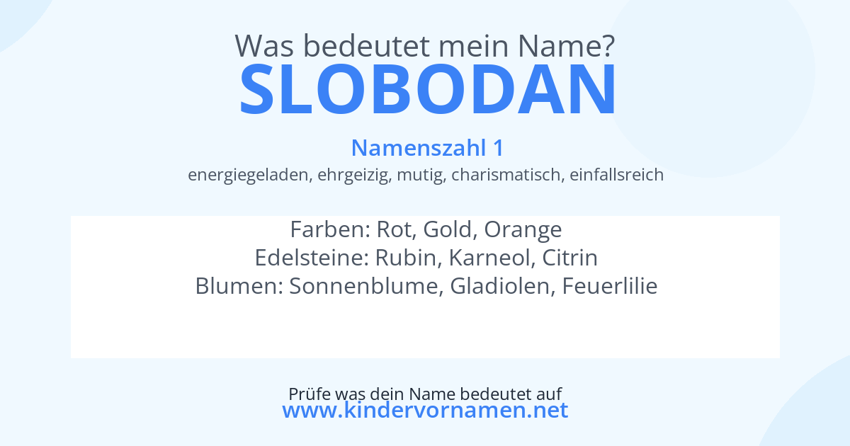 Was bedeutet der Name Slobodan?