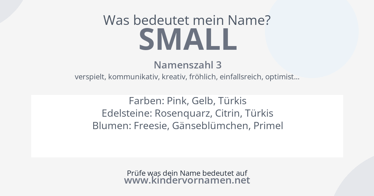 Was bedeutet der Name Small?
