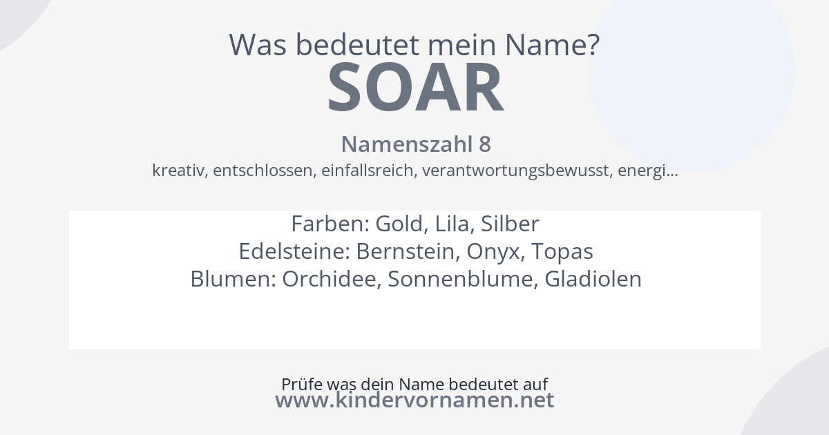 Was bedeutet der Name Soar?