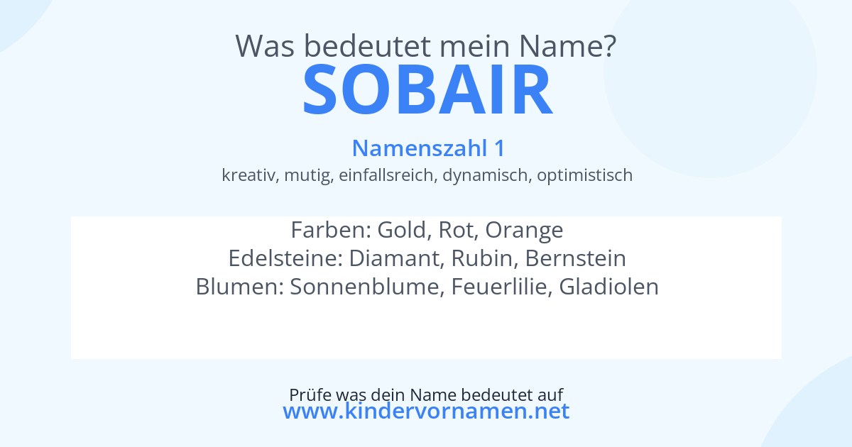 Was bedeutet der Name Sobair?