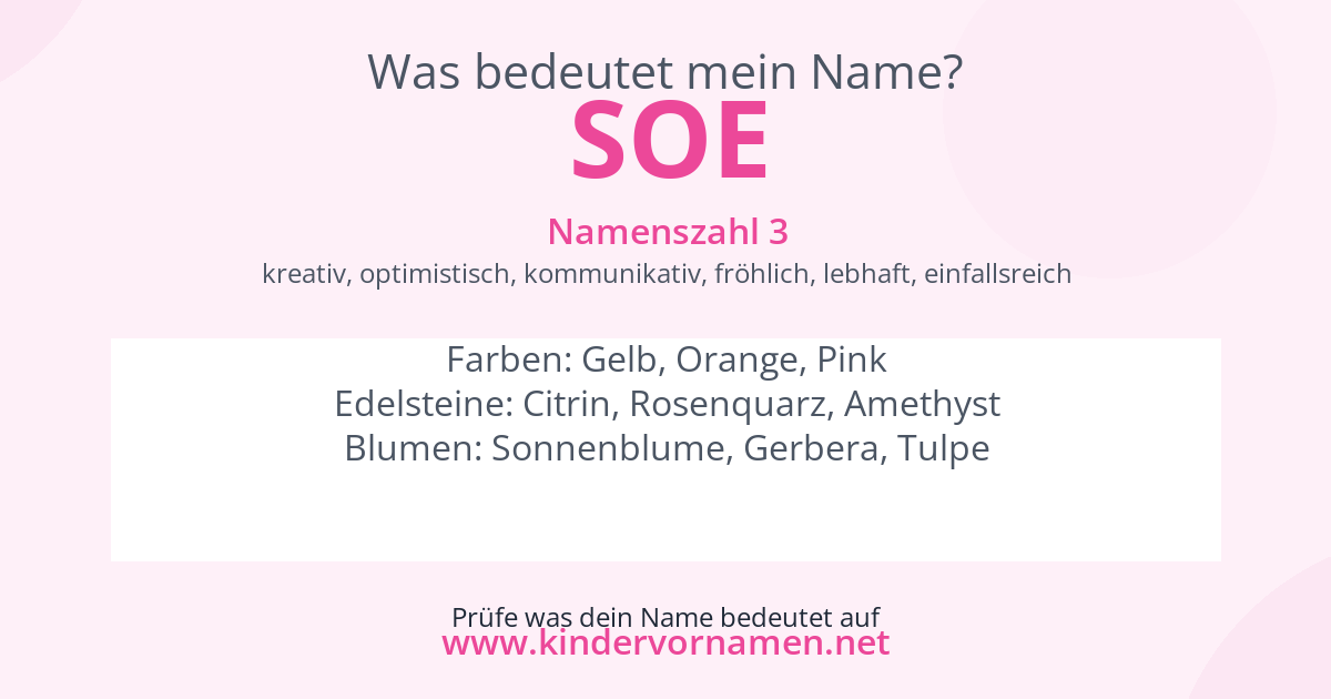 Was bedeutet der Name Soe?