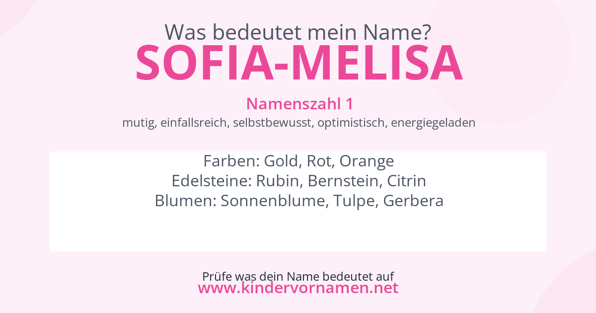 Was bedeutet der Name Sofia-Melisa?