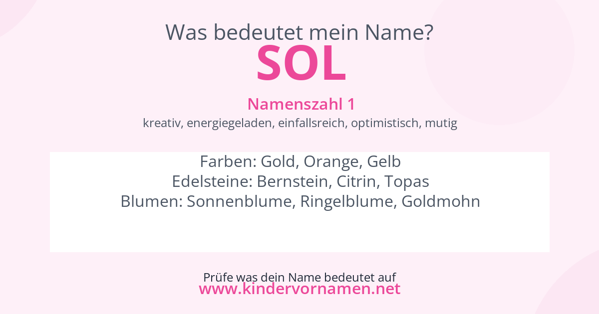 Was bedeutet der Name Sol?