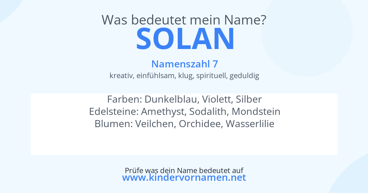 Was bedeutet der Name Solan?