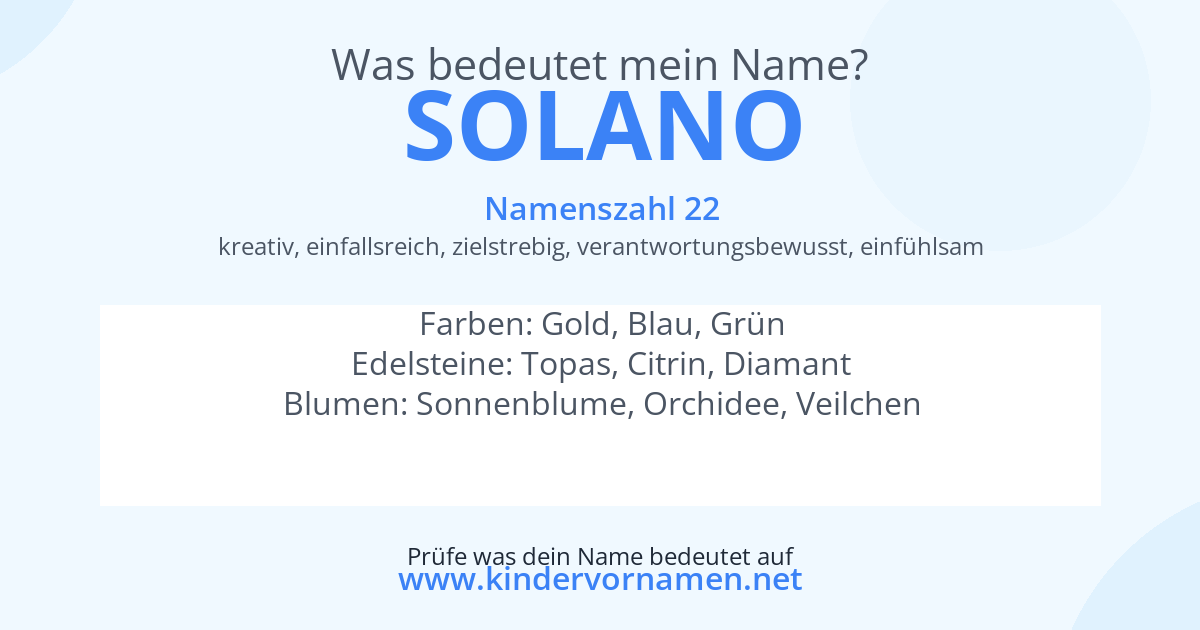 Was bedeutet der Name Solano?