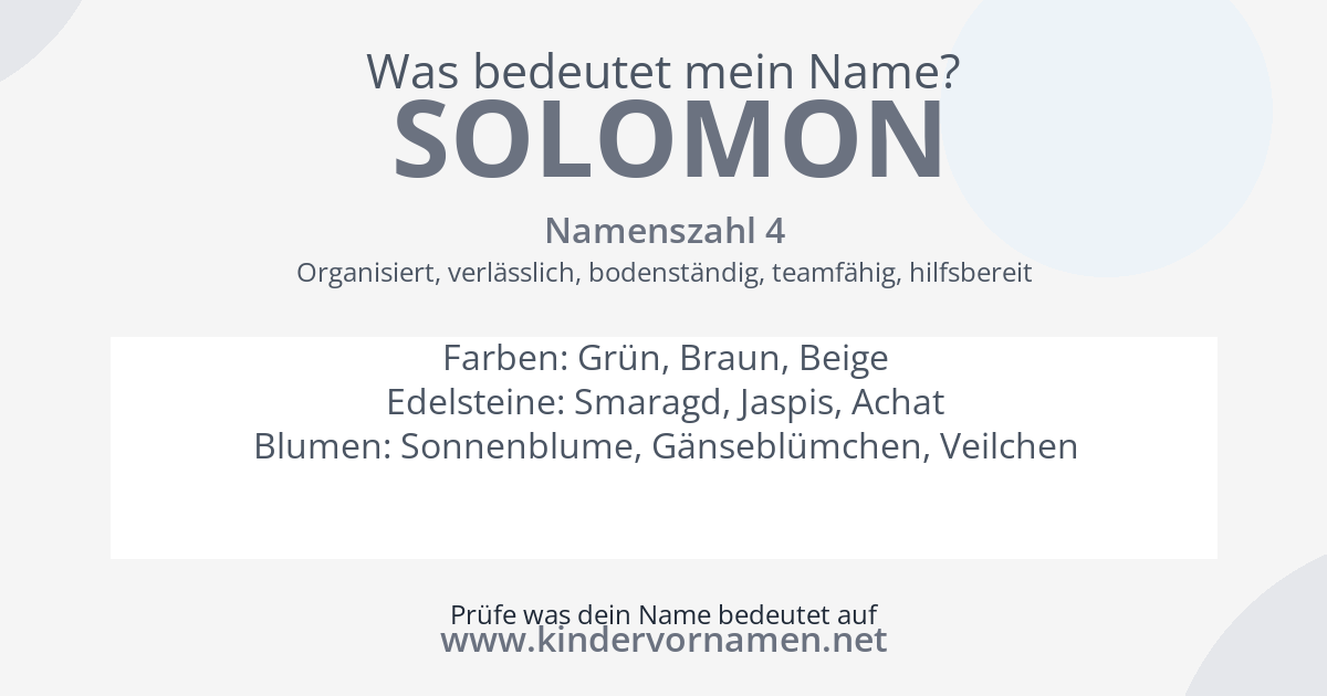 Was bedeutet der Name Solomon?