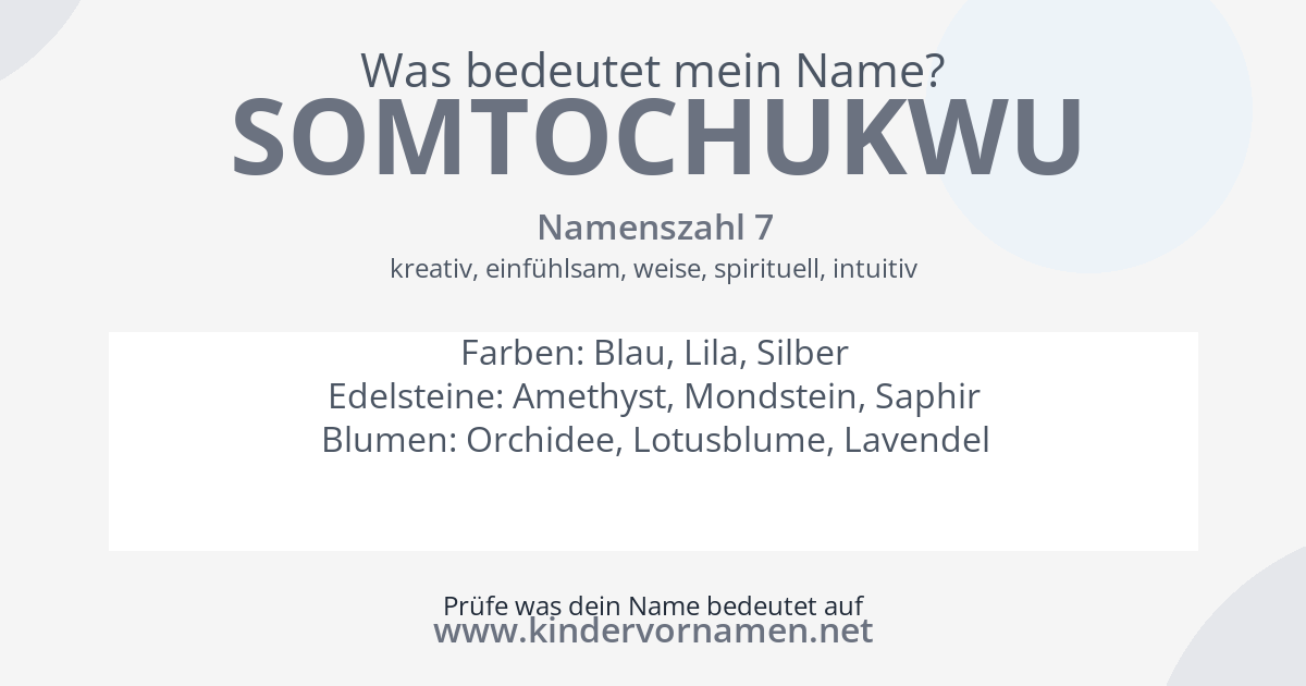 Was bedeutet der Name Somtochukwu?