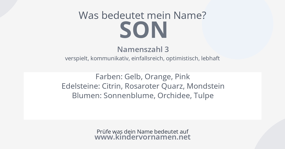 Was bedeutet der Name Son?