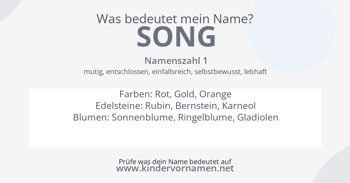 Was bedeutet der Name Song?