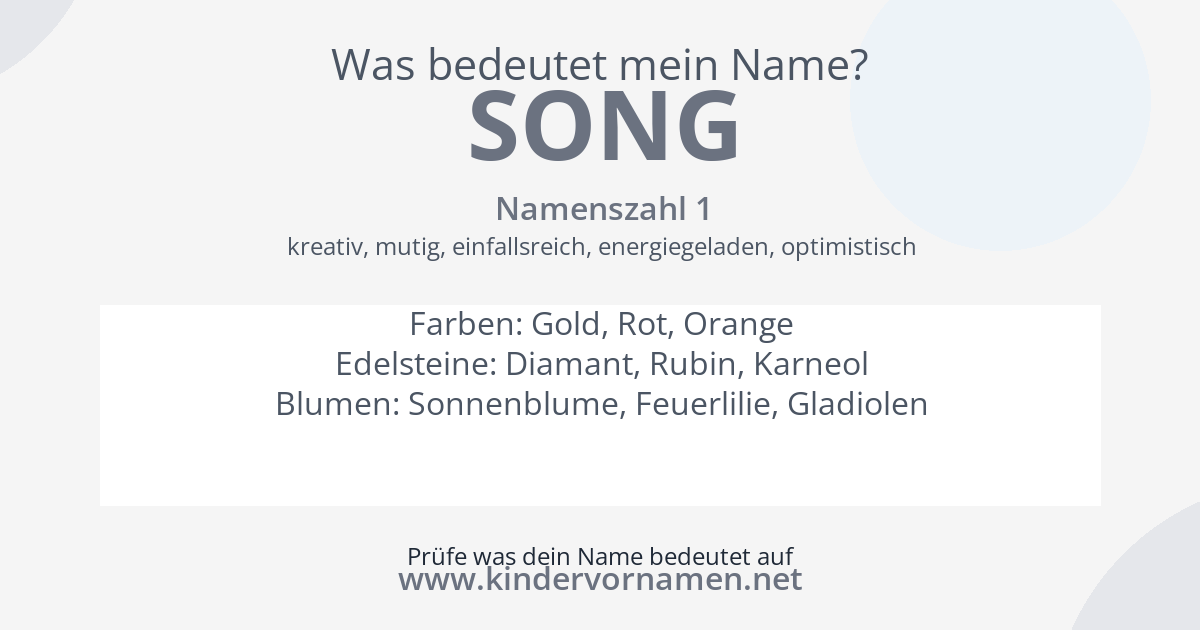 Was bedeutet der Name Song?
