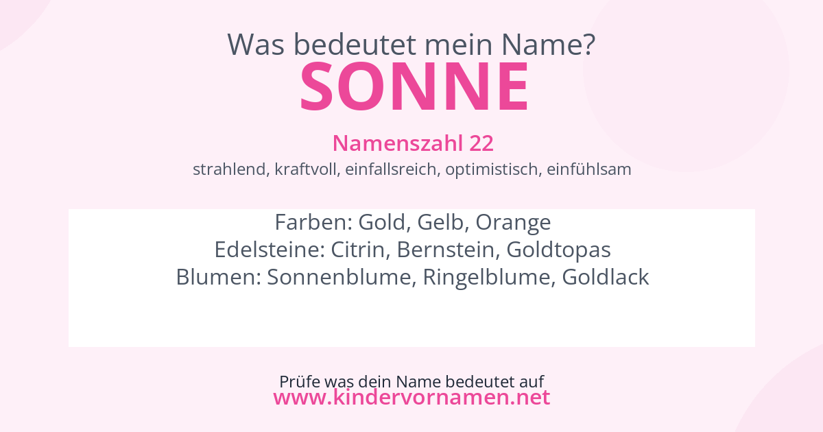 Was bedeutet der Name Sonne?