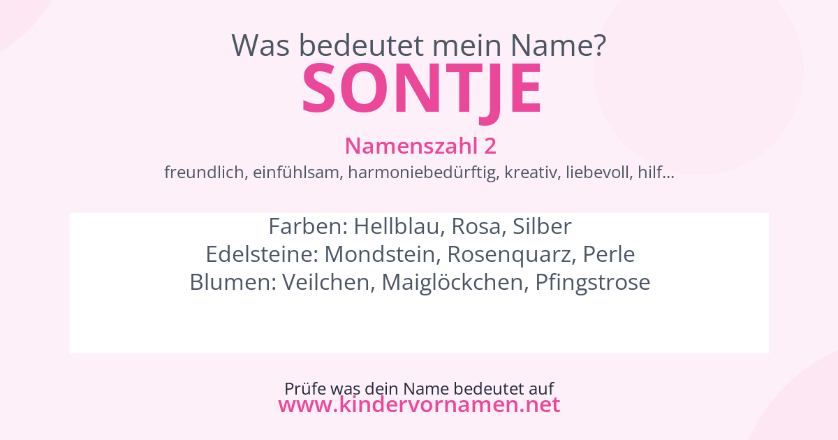 Was bedeutet der Name Sontje?