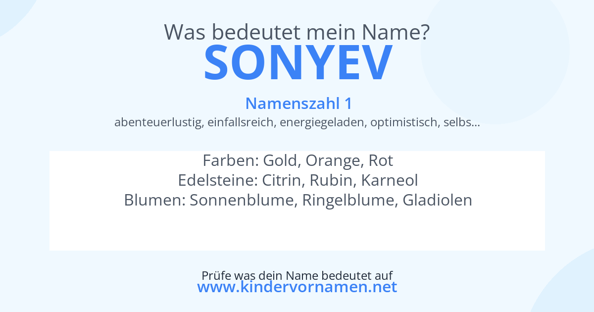 Was bedeutet der Name Sonyev?