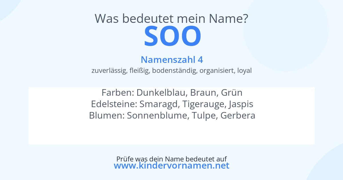 Was bedeutet der Name Soo?