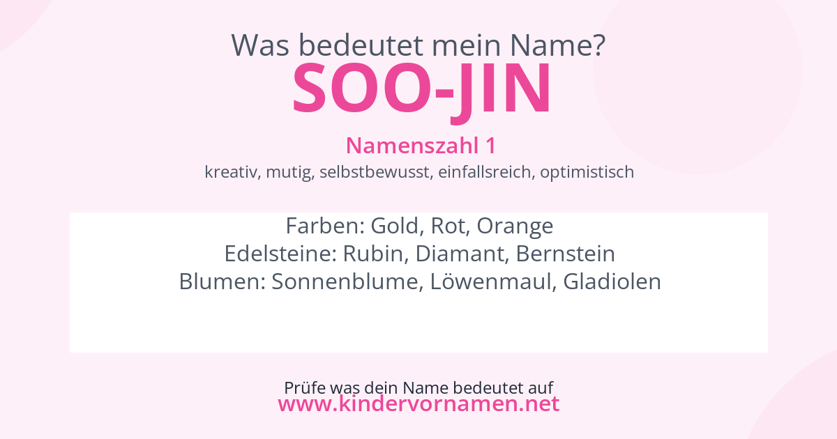 Was bedeutet der Name Soo-Jin?