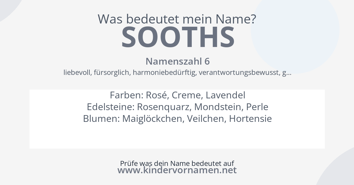 Was bedeutet der Name Sooths?