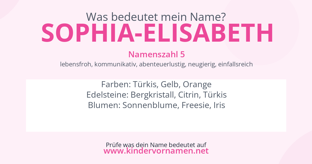 Was bedeutet der Name Sophia-Elisabeth?