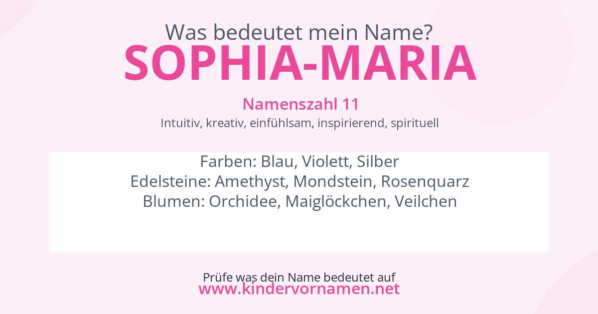 Was bedeutet der Name Sophia-Maria?