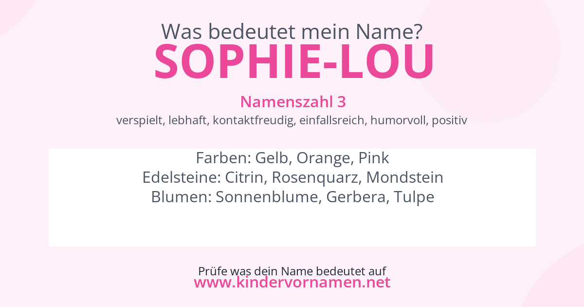 Was bedeutet der Name Sophie-Lou?