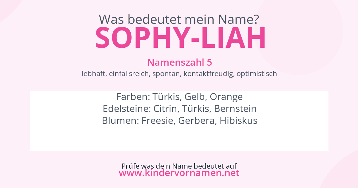 Was bedeutet der Name Sophy-Liah?