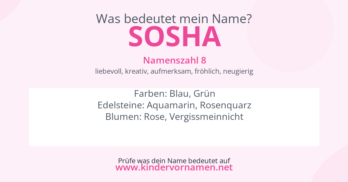 Was bedeutet der Name Sosha?