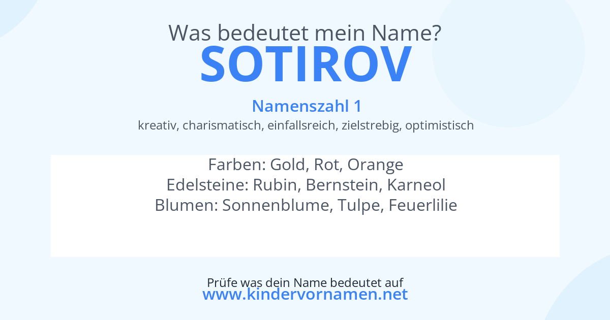 Was bedeutet der Name Sotirov?