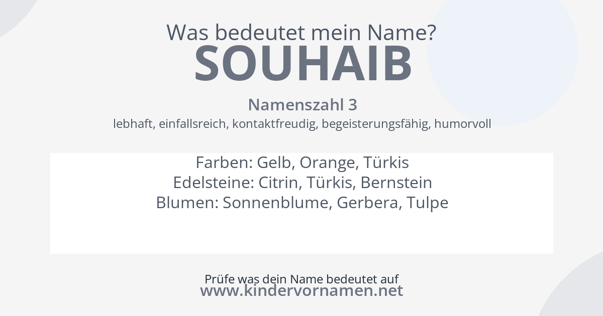 Was bedeutet der Name Souhaib?