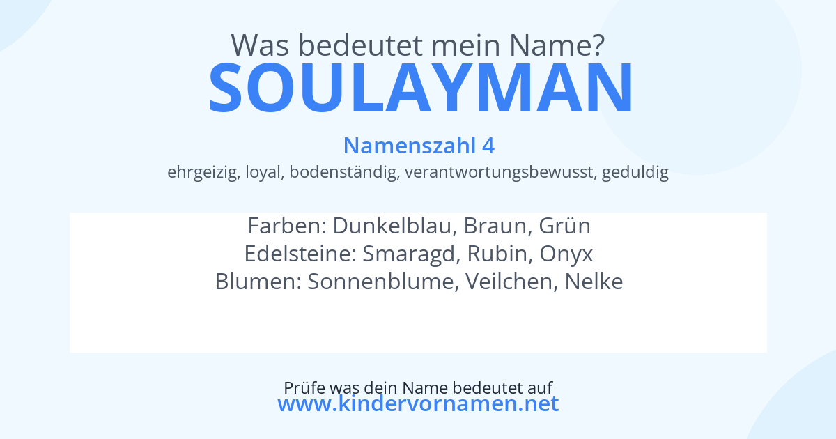 Was bedeutet der Name Soulayman?